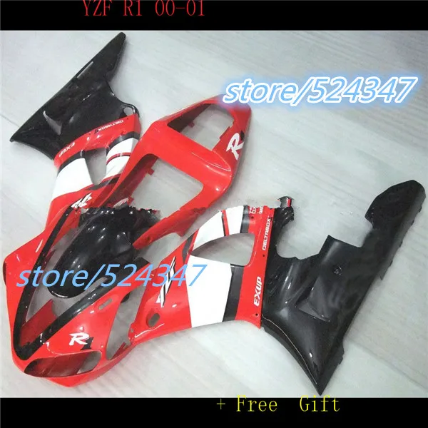 Hey-Red white black  Fairings for  YZFR1 2000 2001 YZF1000 YZF-R1 00 01 100%New fairings Free custom for Yamaha