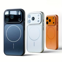 Luxury Glass Large Window Magnetic Phone Case For iPhone 17 16 15 14 13 Pro Max 17Pro 16Pro Air For Magsafe Frosted Back Cover