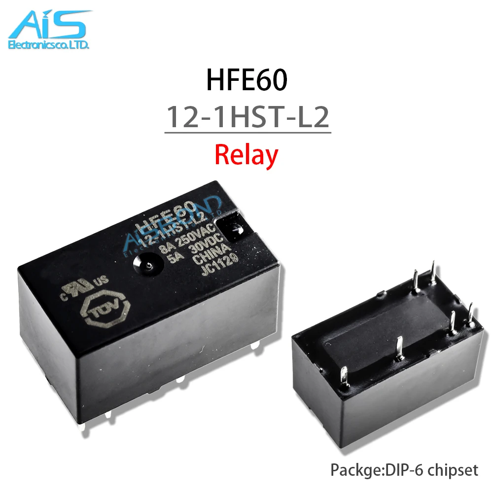 5Pcs/Lot New HFE60 12-1HST-L2 5-1HST-L2 24-1HST-L2 6Pin DC5V 12V 8A 250VDC Magnetic Latching Relay 6Pin