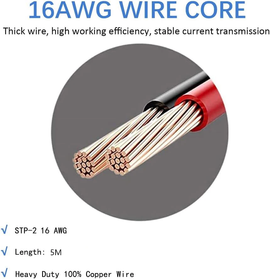 كابل شحن سيارة Starlink Mini، سلك نحاسي نقي 16AWG، ولاعة سجائر 5 متر - تيار مستمر متوافق مع Starlink Mini