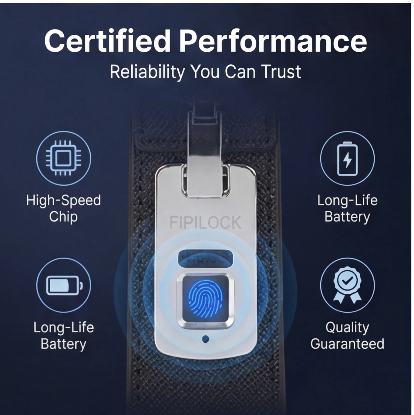 FIPILOCK Clutch Purses Bags Woman for Men Handbags with Smart Fingerprint Unlock Credit Card Holder Mobile Phone Wristlet Bag