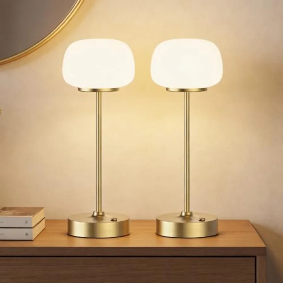 

Cordless Rechargeable Table Lamp, 2 Pack Glass Table Lamp, Stepless Dimming Touch Lamp for Living Room, Bedroom, Bedside, Night