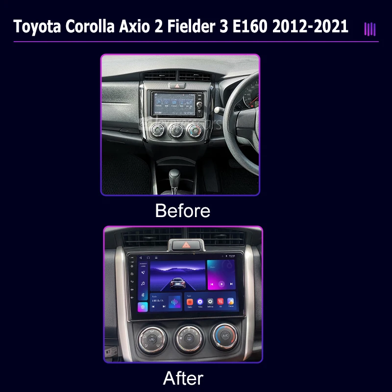 Car Radio 9/10 inch AndroidMultimedia Player for Toyota Corolla Axio 2 Fielder E160 2012-2021 with Stereo Screen VideoGPS Navi