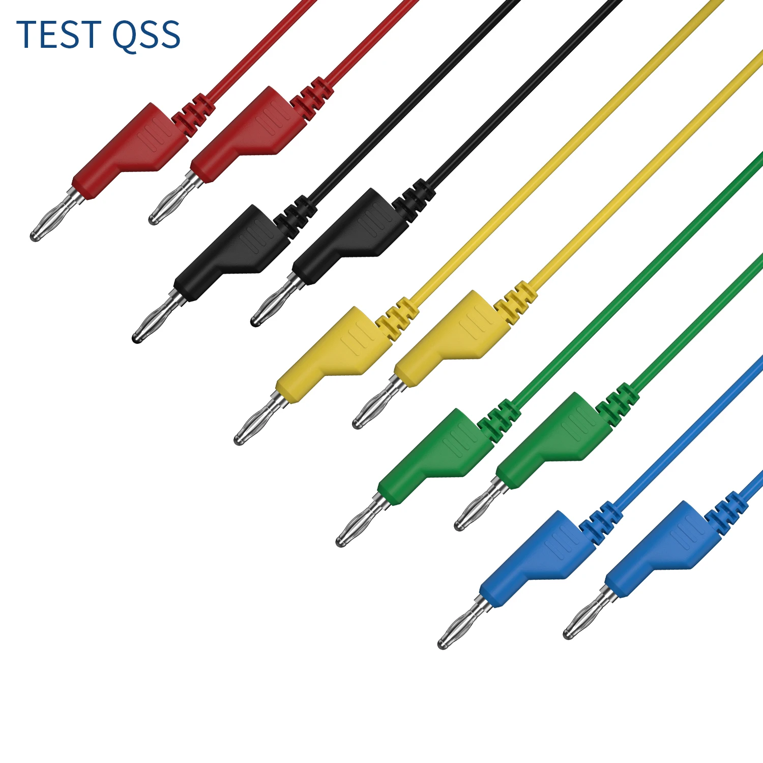 QSS 100CM 5Pcs Dual  4MM Stackable Banana Plug Test Lead Copper Cable Wire 15A for Electrical Testing And Measurement Tools