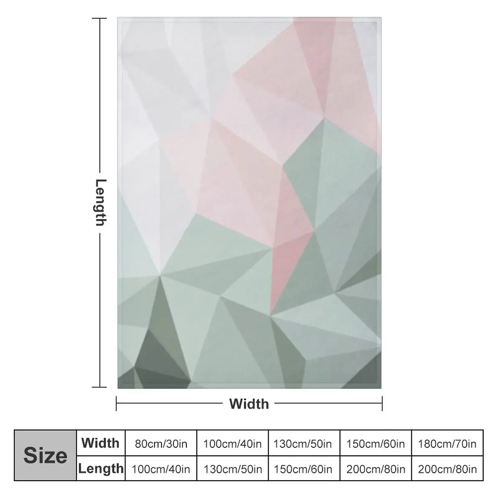 New Sage Green & Blush Pink Geometric Throw Blanket couch cozy soft plush fuzzy picnic outdoor blanket