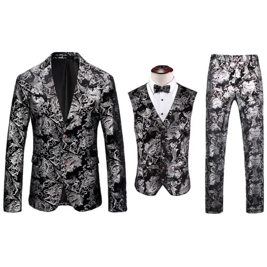 2025 Autumn Winter Europe and The United Kingdom Style Men (Suit+Vest+Trousers) Suits Fashion Stage Handsome Trend 3 Pieces Sets