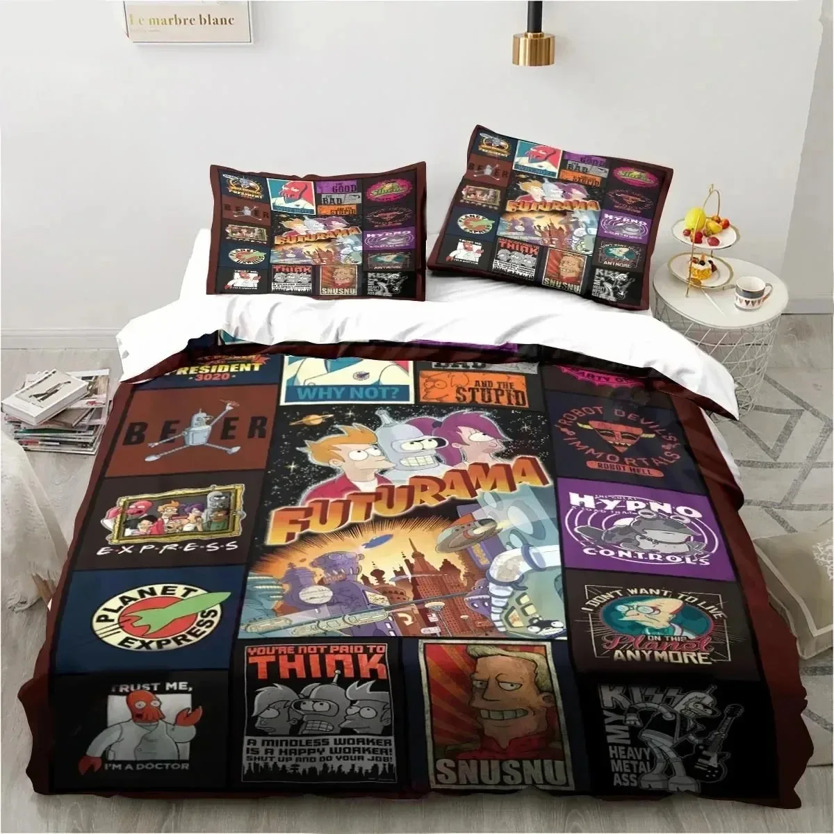 Cartoon Futuramas Bender Bedding Set Duvet Cover Bed Set Quilt Cover Pillowcase Comforter king Queen Size Boys Adult Bedding Set