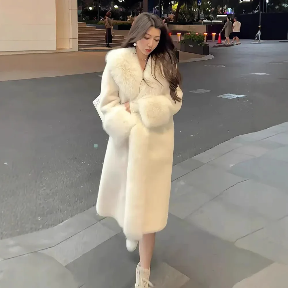 Coat Eco-friendly Fashion Shawl Collar Faux Fox Fur Coat Women Winter Cool Girls Short Fur Jacket Vintage Chic Overcoat Wh20