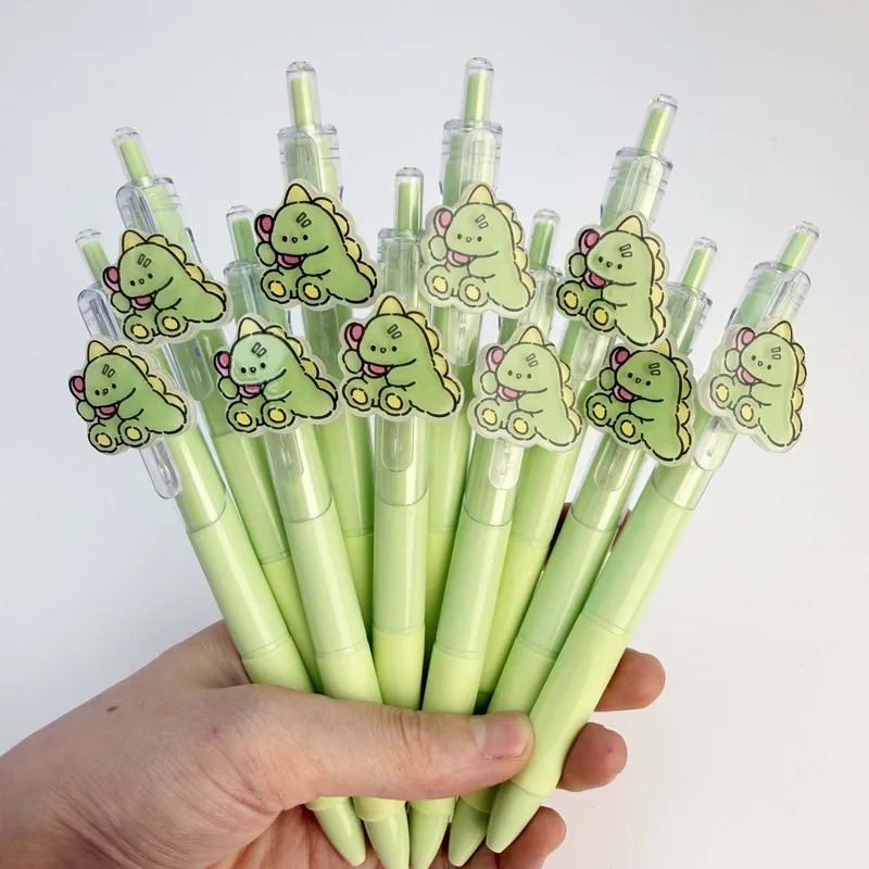 20/30pcs  Creative, simple, cute, green dinosaur-shaped retractable ballpoint pen Campus Design Back-to-School Season Little Din