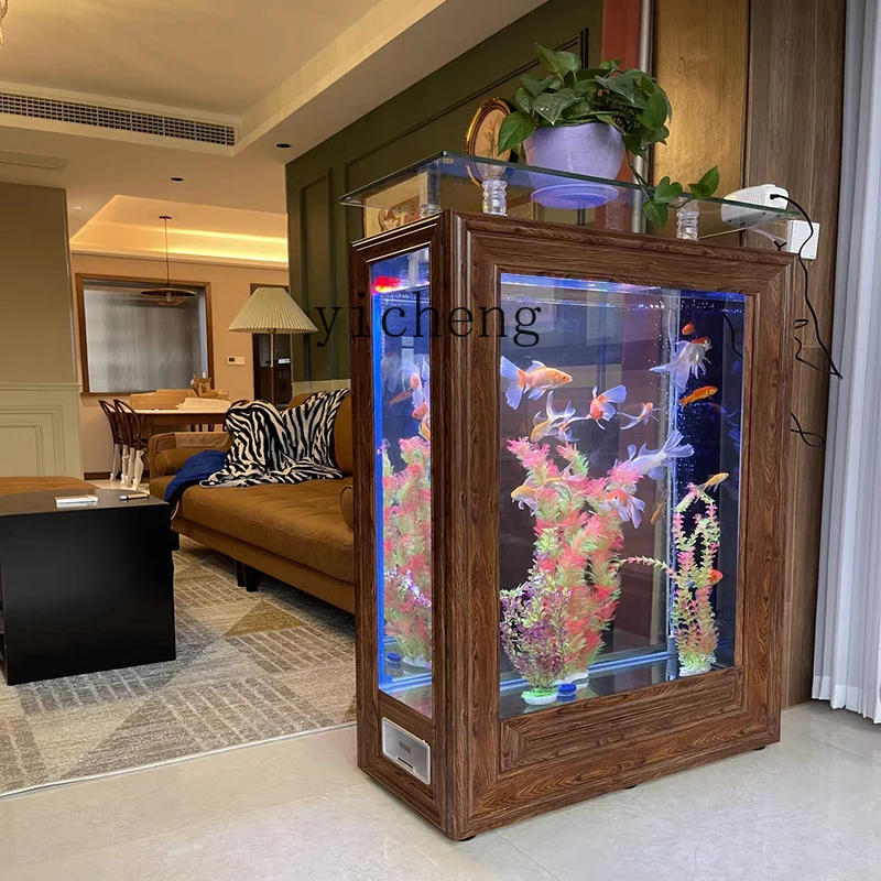 Fish Tank Living Room Household Small And Medium Ecological Water-free Rectangular Partition Screen Floor Fish Tank