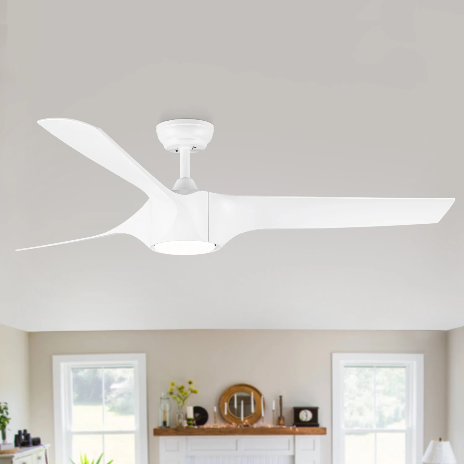 

56" Integrated LED Ceiling Fan - White ABS Blades