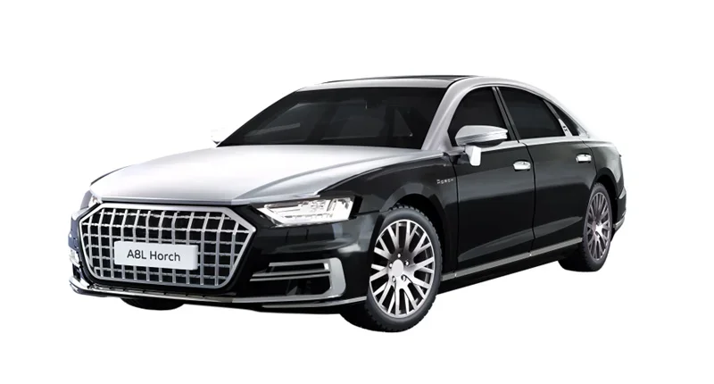 

Литая под давлением модель автомобиля MASDI 1:64 A8L Hoshi 2021, серебристо-черная модель автомобиля