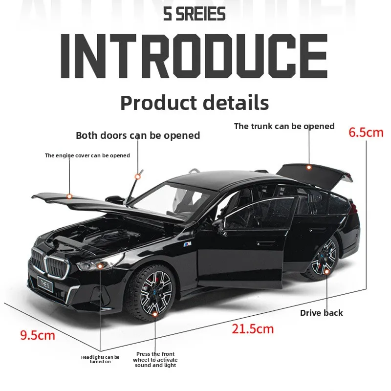 1/24 مقياس BMW 530LI 5 سبيكة سيارة نموذج التراجع لعبة مركبة الضوء والصوت نموذج سيارة لعبة أطفال هدية مصغرة Voiture