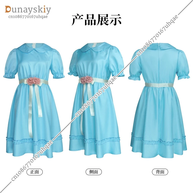 Movie The Cos Shiningg Lisa Louise Burns Grady Twins Dress Blue Halloween Puff Sleeve Lolita Outfits Dress Skirts Bow Girl Woman