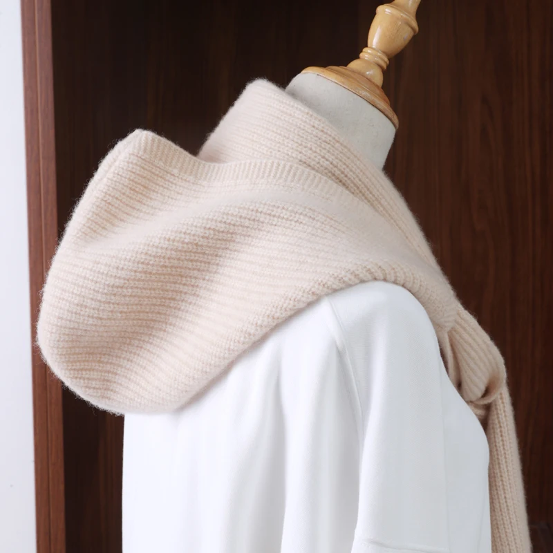 

100% Wool Scarf for Women, Soft Warm Hooded Shawl, Fashionable False Neck, Multifunctional Winter Neck Warmer, Daily Wear