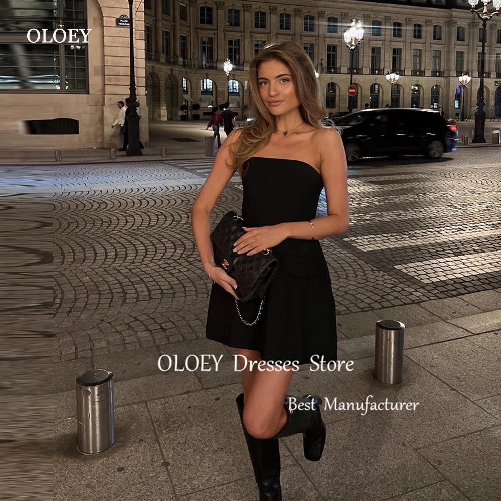 OLOEY-mini vestido simples sem alças para mulheres, veludo preto, vestido de festa curto, vestidos sexy para eventos noturnos, noite e baile