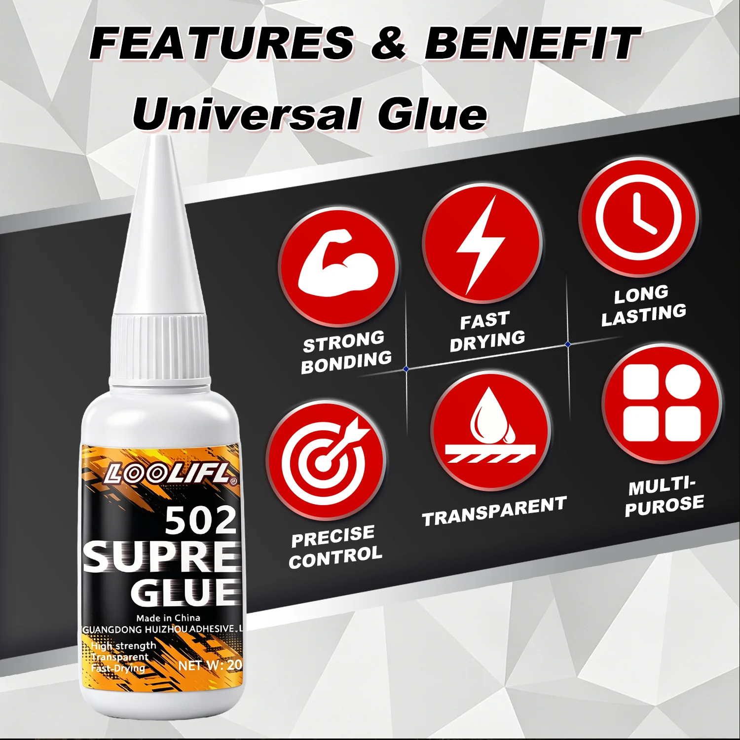 1-7PCS 502 Super Glue Strong Quick-Drying Adhesive Universal Instant Transparent for Metal Wood Rubber Leather Bond Repair Tool