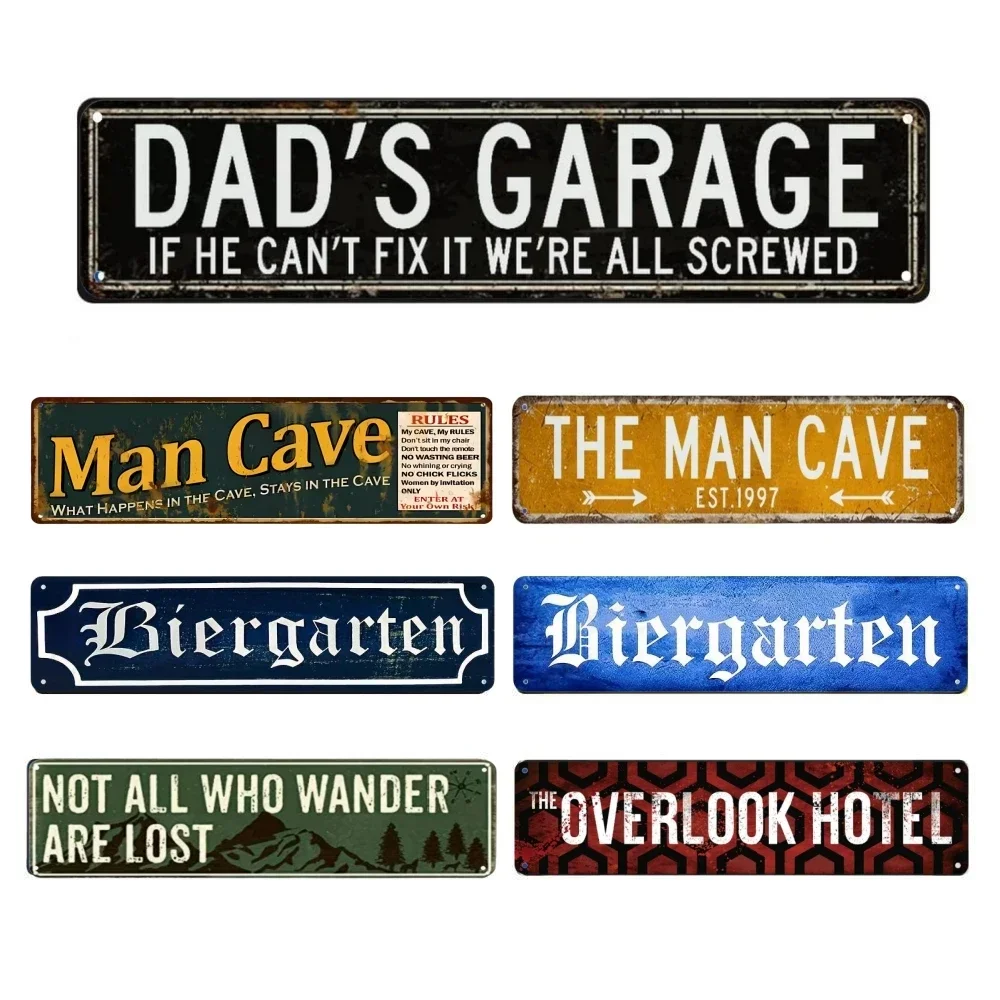 Biergarten Beer Garden German Metal Sign, Blue Bar Brewery Pub Hall Aluminum Sign, Drinking Restaurant Drinker Plaque Decor,