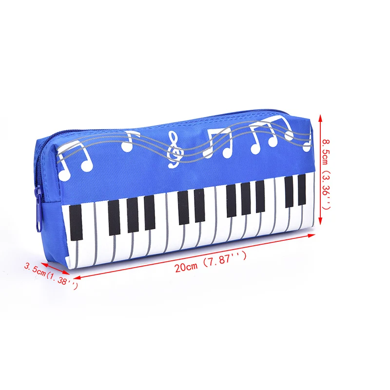 Estuche de lápices cuadrado de una sola capa para estudiantes, bolsa de bolígrafo de tela Oxford para niñas y niños, nota Musical, bolsa de papelería de Piano, novedad creativa