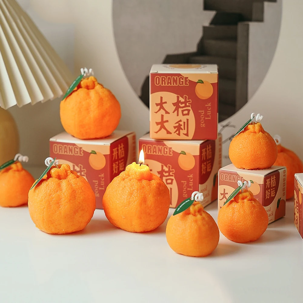 Fruit Orange Candle Handmade Scented Candle Aromatherapy Soy Wax Candle Wedding Birthday Candles Party Home Decoration