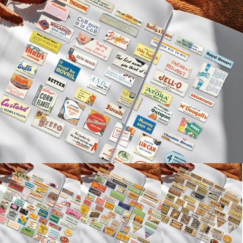 สมุดภาพวินเทจสติกเกอร์ 100X ขวดน้ํากันน้ํา Decals Decoupage สติกเกอร์กระดาษชุดสําหรับ Journaling วางแผนไดอารี่