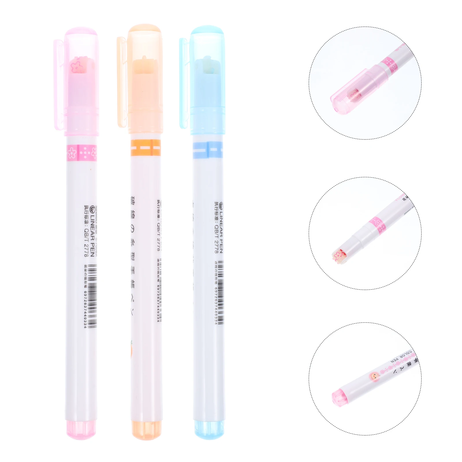 

3Pcs Compact Marker Pens Kawaii School Supplies Practical Gift for Students Co-Workers Teachers Roller Pen