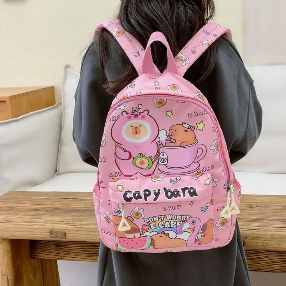 Novo capivara dos desenhos animados mochila ultra-leve respirável sacos de escola das crianças padrão saco de livro