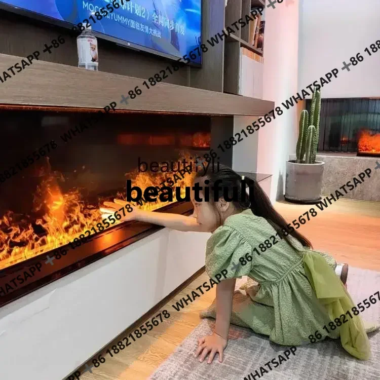 x1Intelligent 3d atomizing fireplace living room TV cabinet decoration ultra-thin embedded simulation flame wall furnace