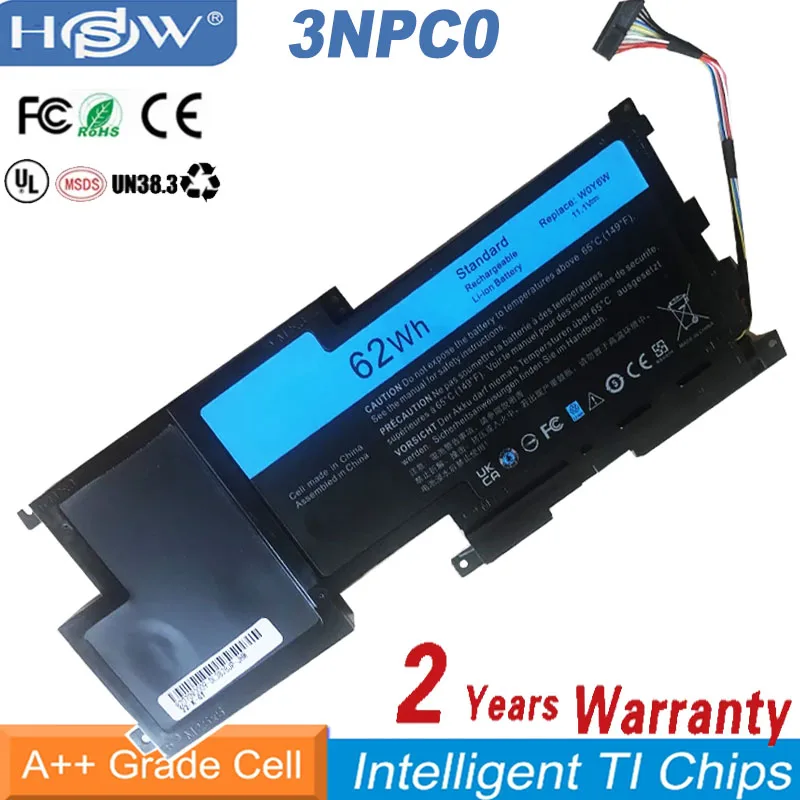 

11.1V 62Wh W0Y6W Laptop Battery For Dell XPS 15-L521X 15-3828 Series 9F233 WOY6W 3NPC0 09F233 09F2JJ