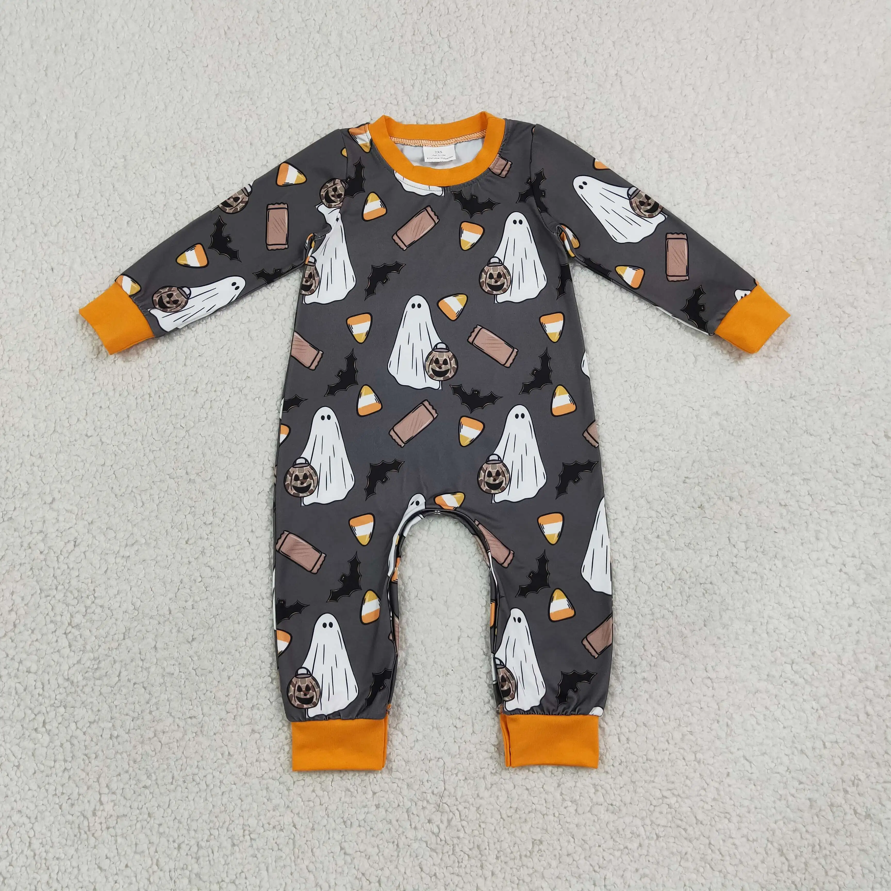 Wholesale Kids Toddler Clothes Children Newborn Halloween Pumpkins Ghosts Buttons Romper Baby Boy Jumpsuit