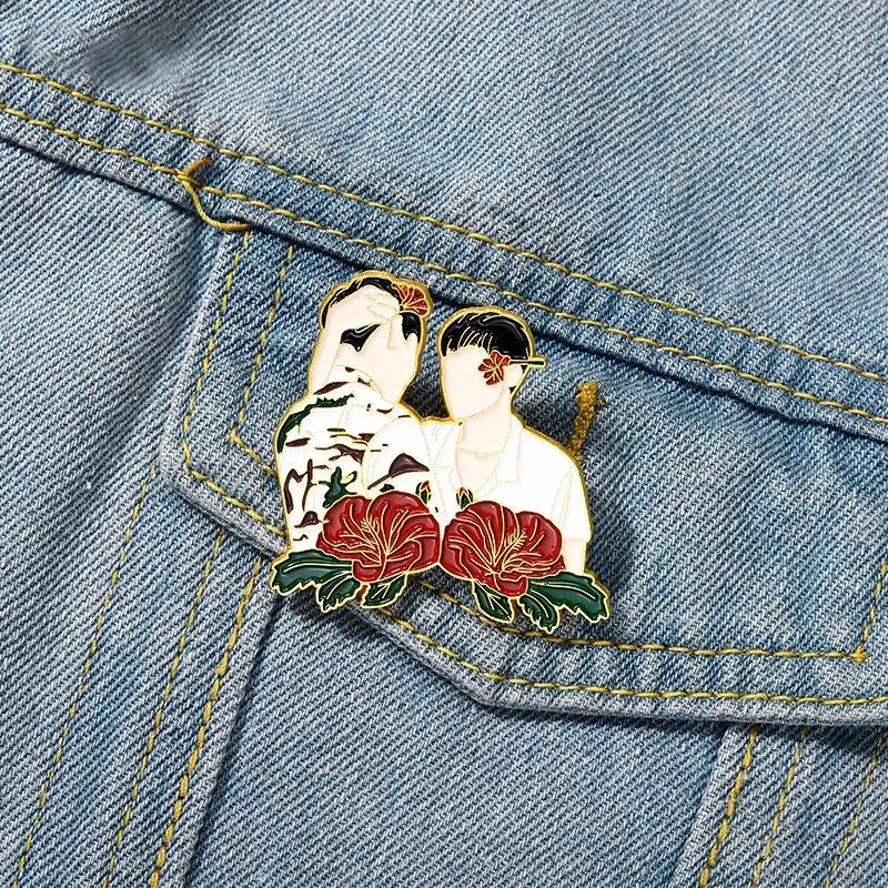 

Pins Custom Thiland TV Series CP Brooches Lapel Badges Cartoon LGBT Lovers Jewelry Gift for Fans BKPP Hibiscus Enamel