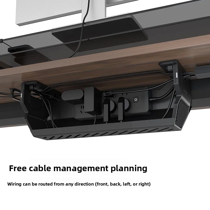 No-Drill Cable Box with Magnetic Cover - Quick Release, Open Design for Easy Wiring, Large Under Desk Wire Organizer