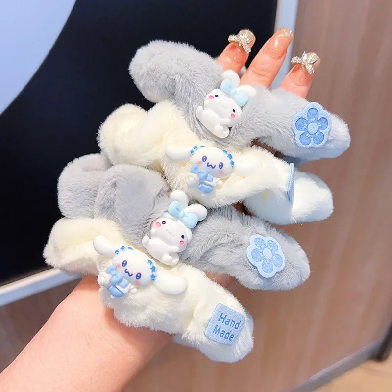 Cinnamoroll-Anillo para el pelo de dibujos animados para niños, accesorios para el cabello, regalo de cumpleaños, cuerda para el pelo, suministros para mujeres, figura de acción de Anime Kawaii