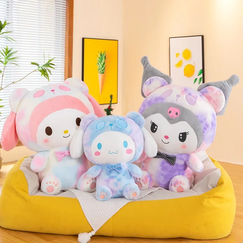 

40/80cm Sanrio Tie Dyeing Kuromi Melody Plushies Stuffed Pillow Cinnamoroll Plush Toy Dolls Girls Cloth Doll Gifts Girlfriend