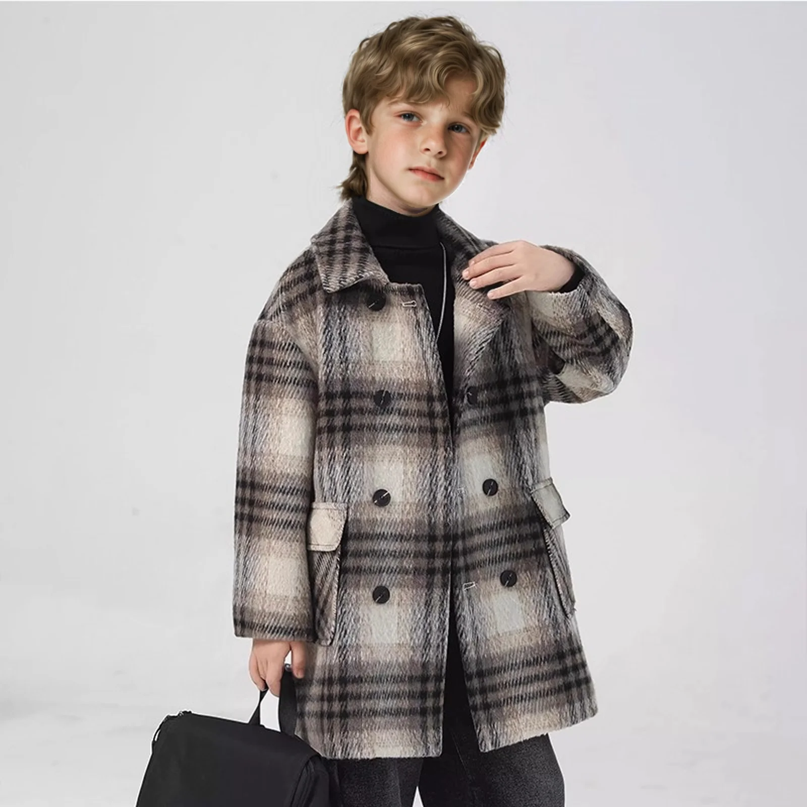 

Boys Girls Winter Thick Warm Warm Wool Coat Children Windproof Outdoor Long Jacket Kids Birthday Party Photography Woolen Coat