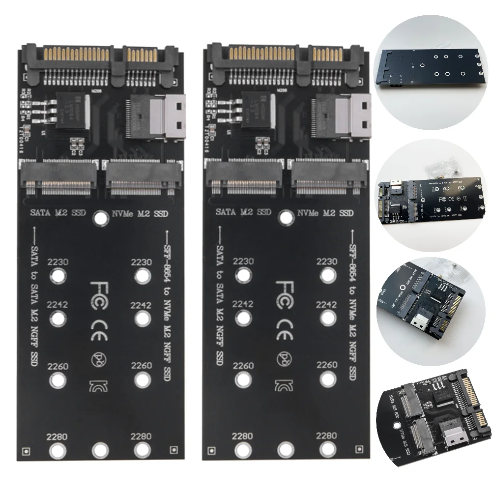 

High Speed M2 to SATA Adapter 22Pin SFF8654 Converter Riser Board for NVMe SSD and SATA SSD for Enhanced PC Performance