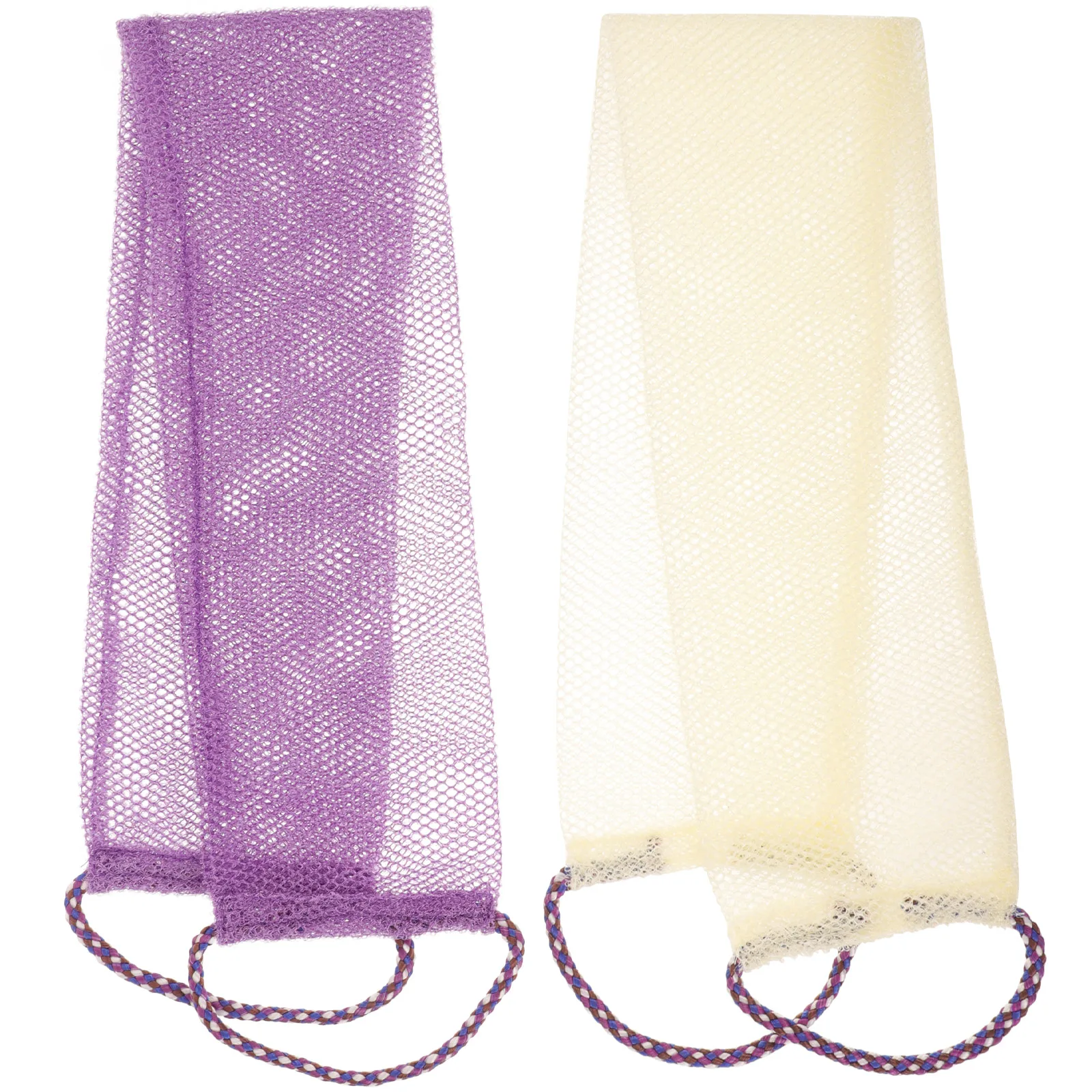 

2pcs Polyester Bath Towels Exfoliating Scrubbing Cloths Back Scrubber Shower Tools Body Massaging Travel Friendly Durable