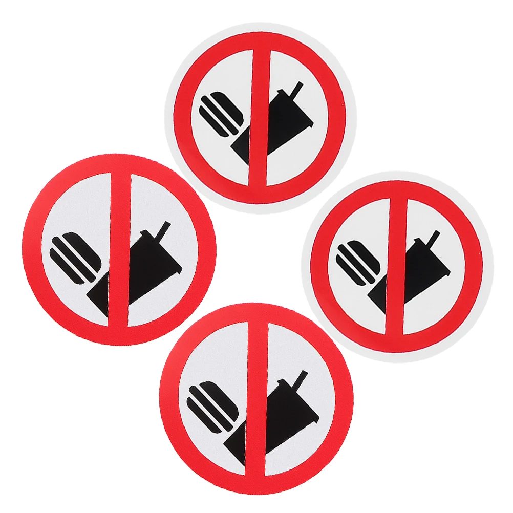 

4pcs No Food or Drinks Signs Sturdy Material Bold Colors Factory Walls Doors Visual Warning Stickers Clean