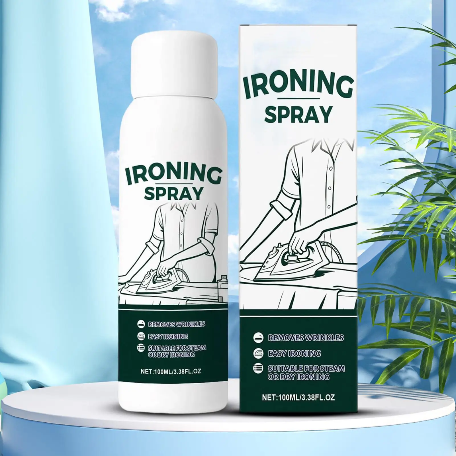 Ironing Starch Spray 100ml Travel Size Gentle Travel Fabric Static Guard Spray for Wool Cotton Linen Polyester Silk Clothing