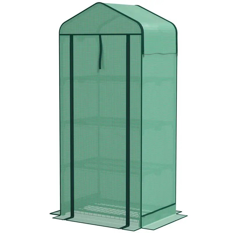

Mini Greenhouse with Screen Roof, 4 Tier Portable Small Greenhouse with High Strength PE Cover, Green