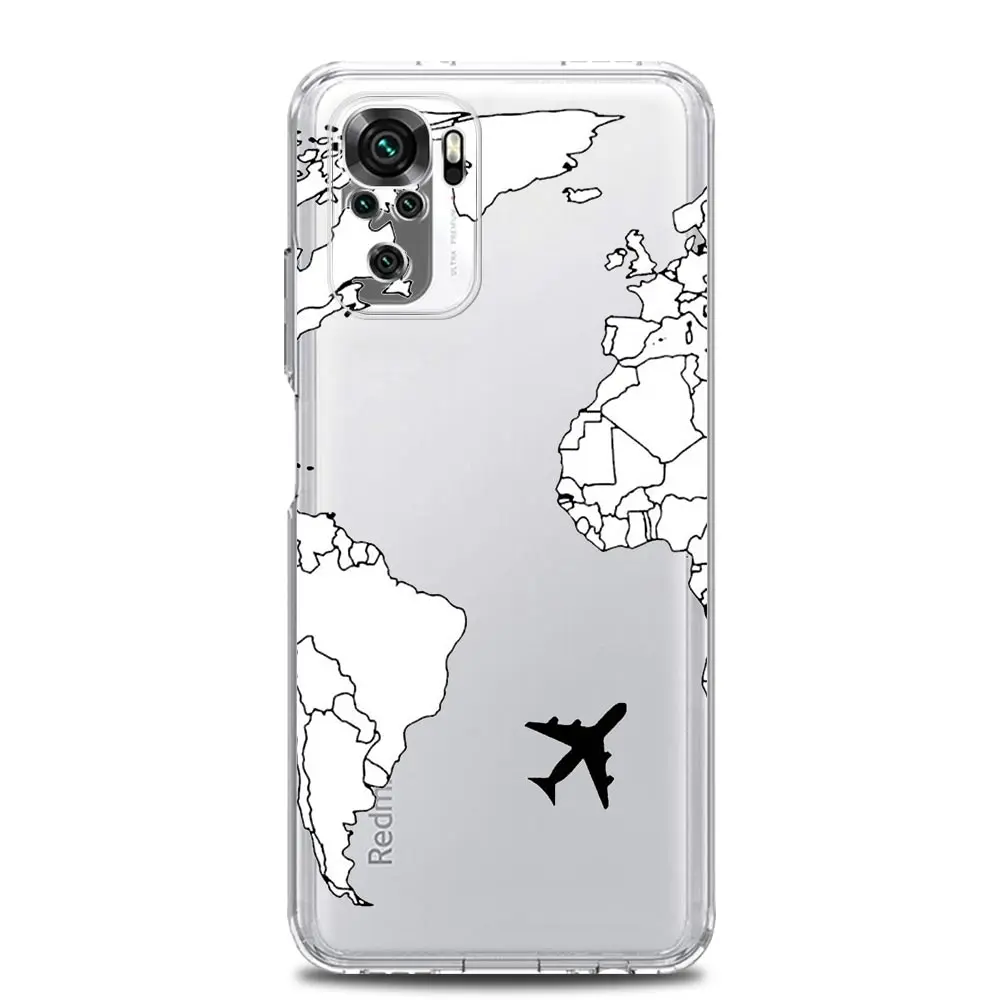 Phone Case For Redmi Note 13 12 5G 9S 9 8 10 11 Pro Plus 4G 9T 13C 12C 10C 9C 9A 7 Pro Cover Cartoon World map scenery direction image 3