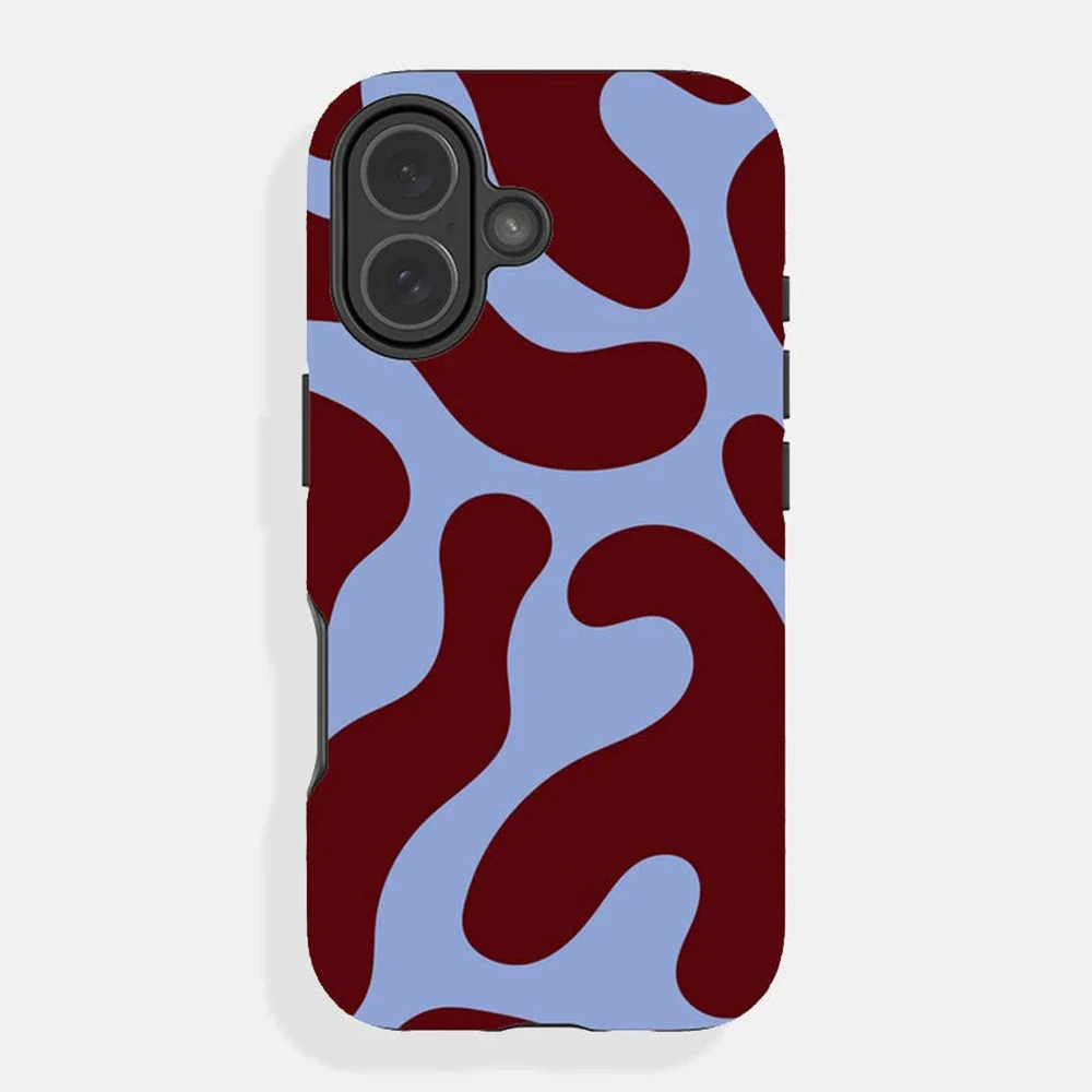Luksusowe etui na telefon z niebiesko-czerwonym wzorem do iPhone'a 17 16e 16 15 14 13 12 11 XXS XR XS MAX Air Pro Max Plus, dwuwarstwowe