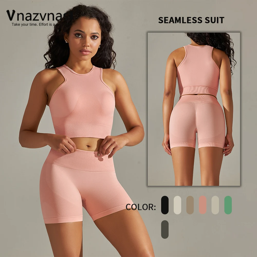 Vnazvnasi Yoga Set 2 Pcs Seamless Suit for Fitness Outfit for Woman Sports Kit Workout Clothes Push Up Tights Sportswear Gym