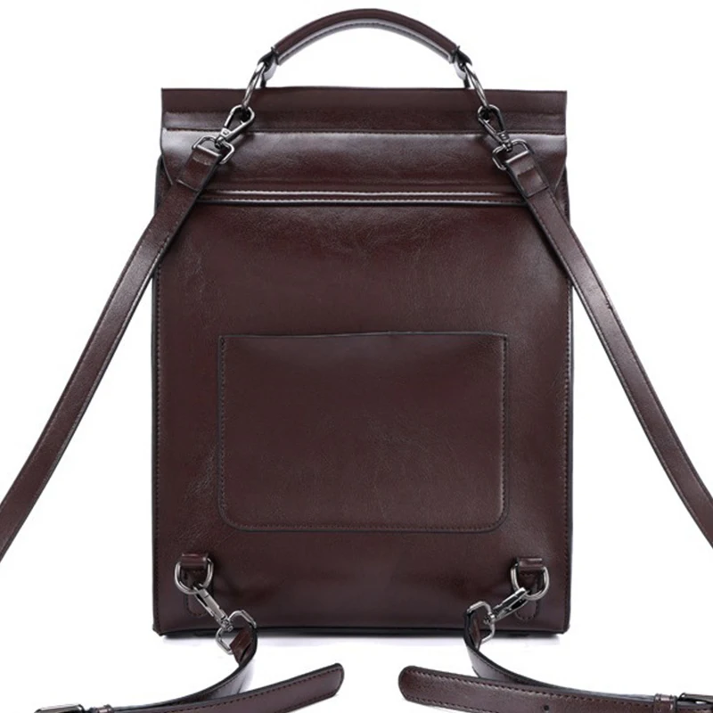 Fashionable new leather backpack for women, British college style backpack, college commuting cowhide backpack