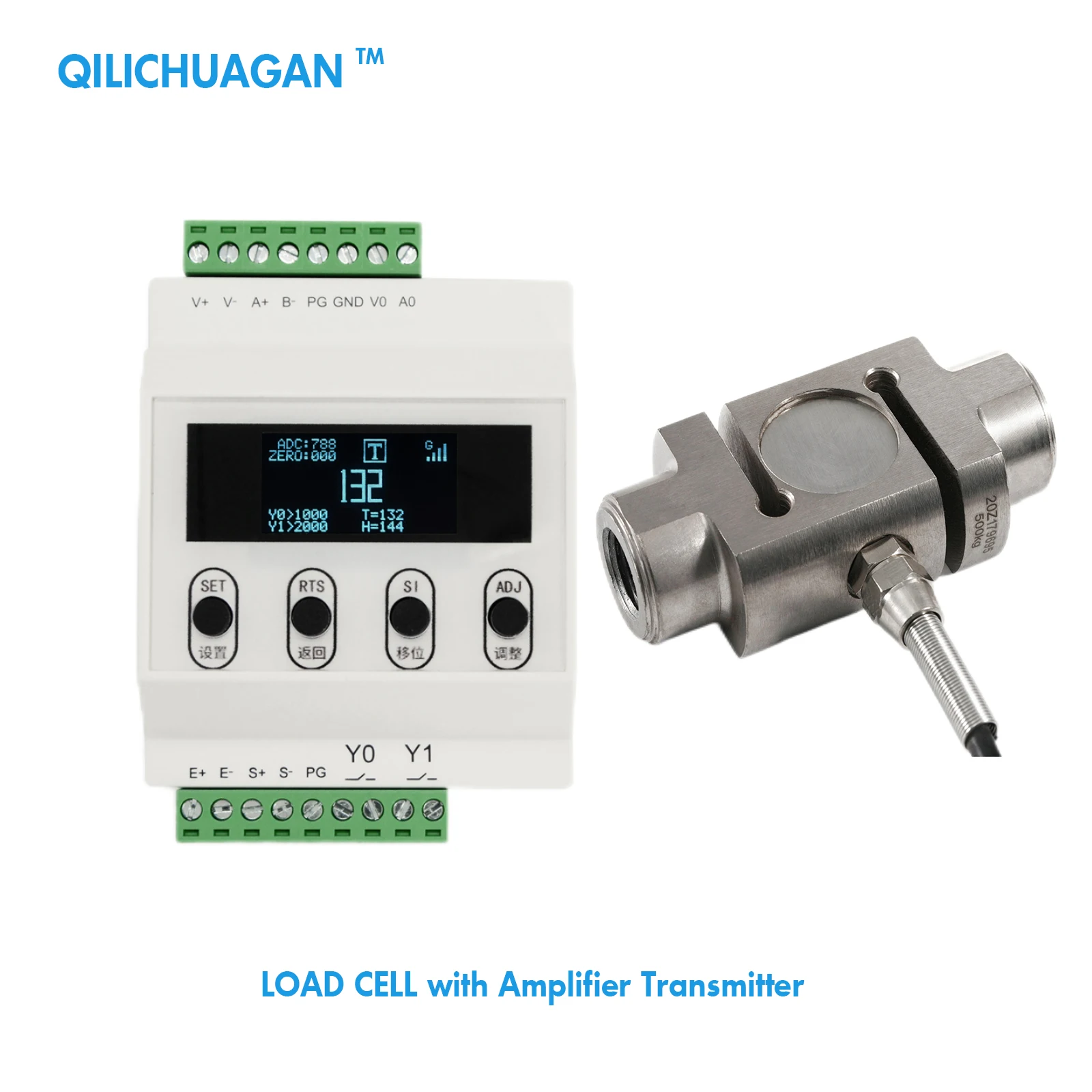 S Type Load Cell + Transmitter Amplifier With Display,Test Compression Force Weight Pressure Sensor Range 20kg-2000kg