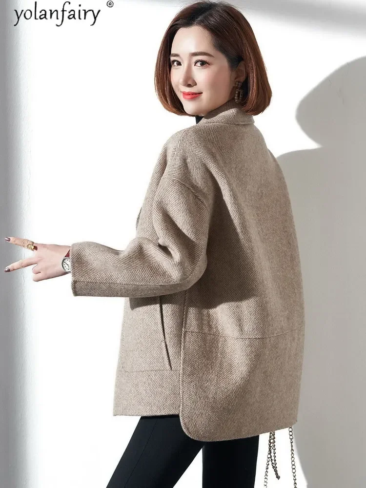 

2020 Wool Coat Female Jacket Cashmere Alpaca Korean Elegant Coats and Jackets Women Handmade Oversized Coat Abrigo Mujer KS1832