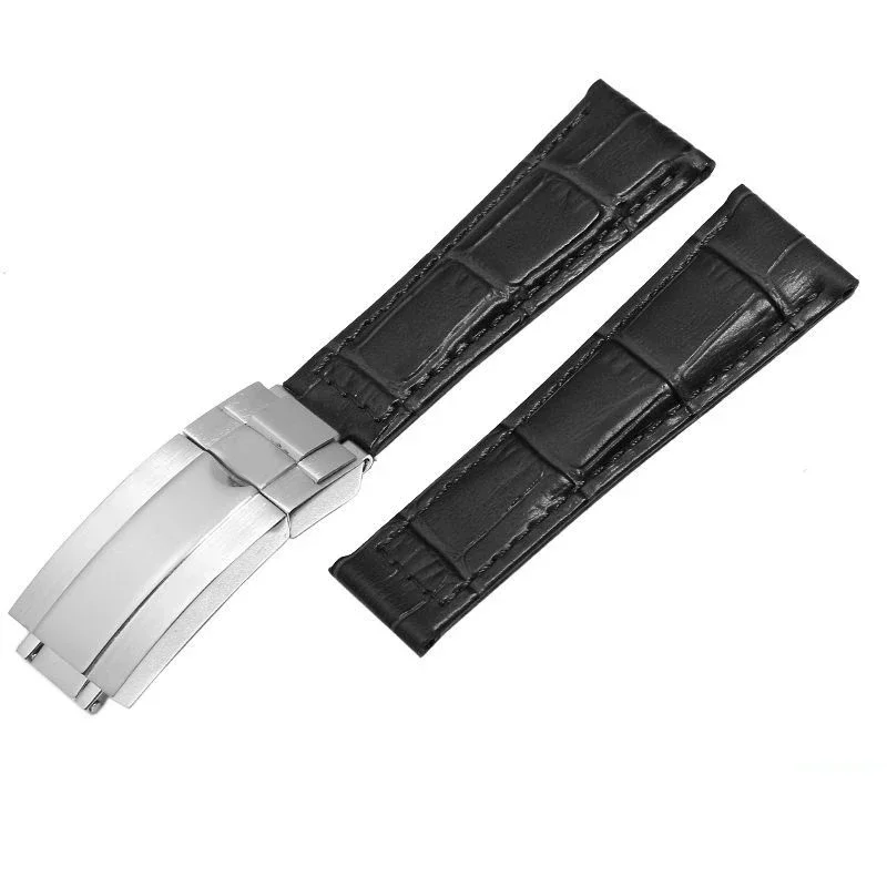 Crocodile Pattern Genuine Leather Watchbands 20mm For Rolex Watch Strap Daytona Submariner GMT RX Bracelet Folding Buckle