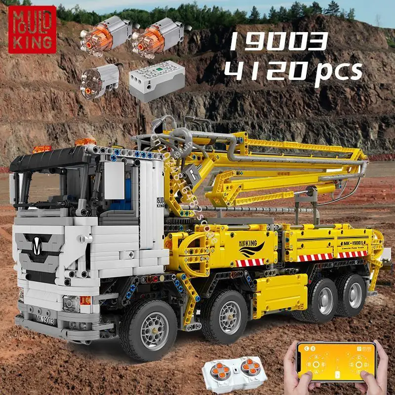 

High-tech MouldKing 19003 Construction Set 4120 Pcs Building Blocks for Adults MOC-29716 Truck With Concrete Pump Model Kit Gift