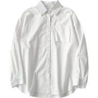 Japanese Style Loose Long Sleeve White Shirts Women Preppy Style Pocket Turn Down Collar Shirt Woman Harajuku Oversized Blouse 6