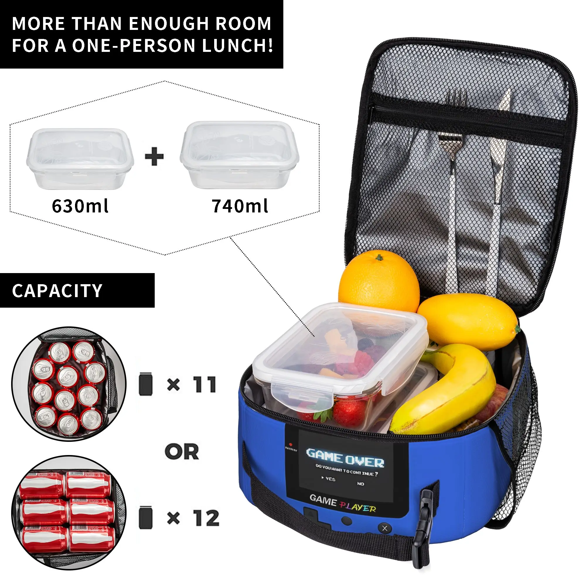 Insulated Lunch Tote Bag Games Console Handheld Gamer New Controller Cooler Thermal Lunch Boxes Lightweight For Office